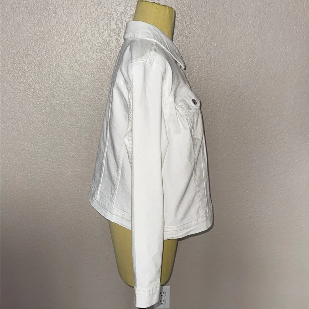 Jessica Simpson Women's White Denim Jacket sz 1X - Picture 3 of 8